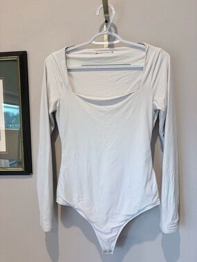 Abercrombie Long Sleeve White Bodysuit with Square Neck